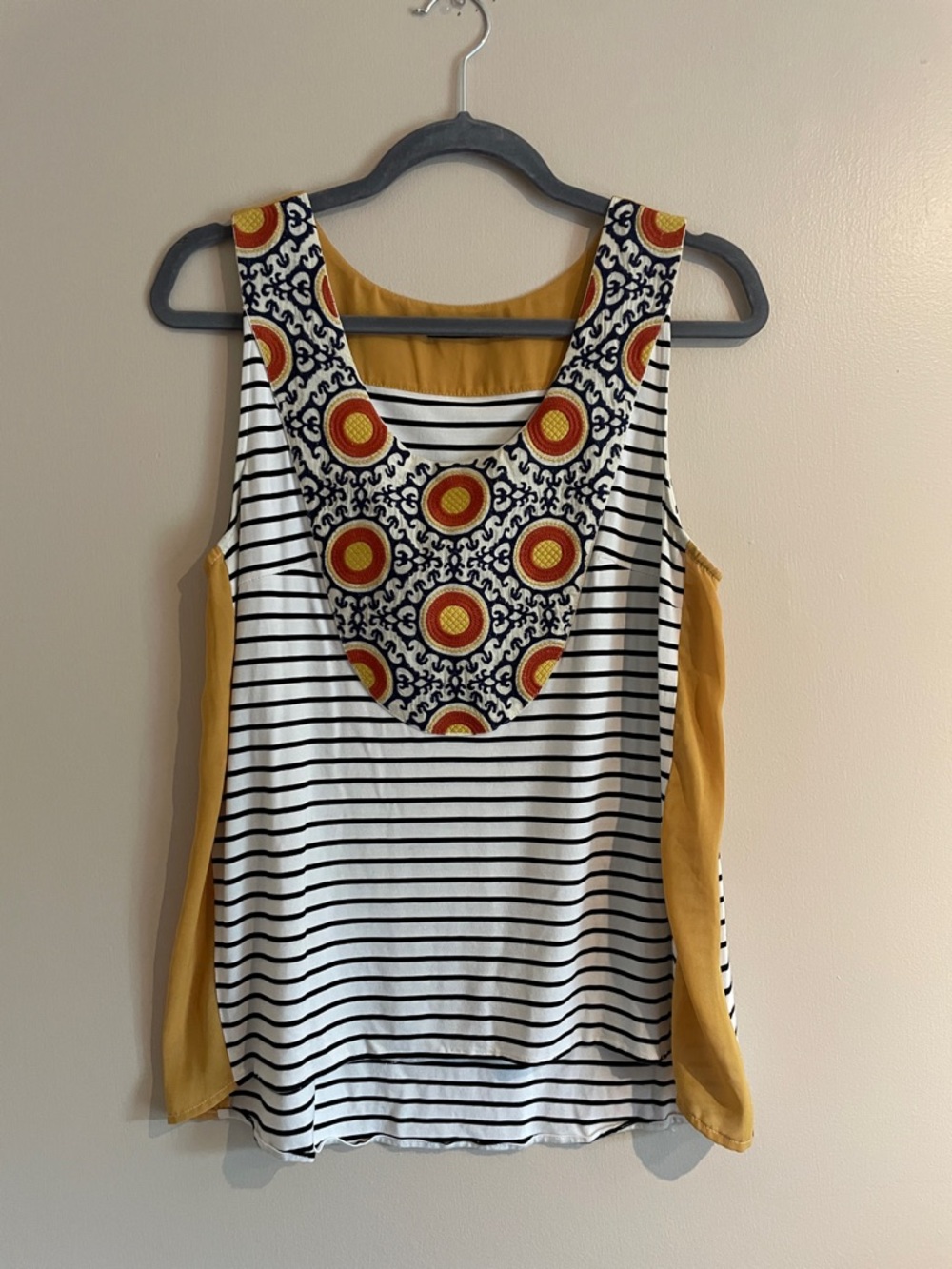 THML Striped Scoop Tank with Mustard Panels and Printed Yoke